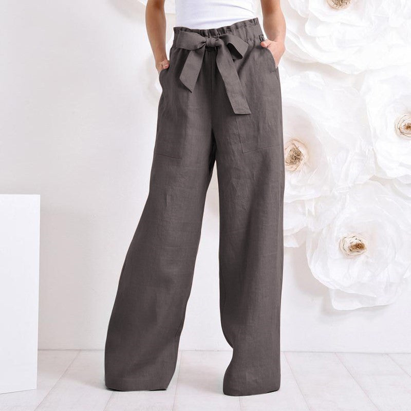 Women Elastic Waist Long Pants