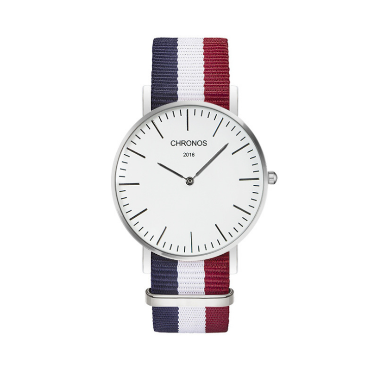 Women Nylon Knitted Two Needle Cloth Button Watch