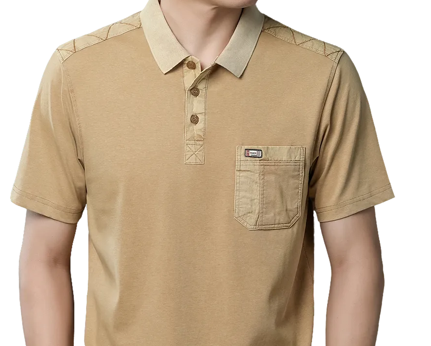Cotton Polo Shirts, Men's Tee with Big Pockets