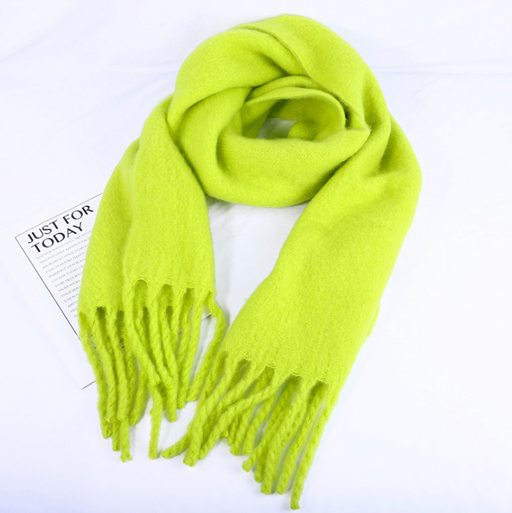 Pure Color Thick Beard Cashmere Scarf