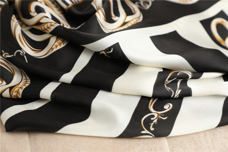 Chain Scarf Stripes Thin Decorative Sunscreen Shawl