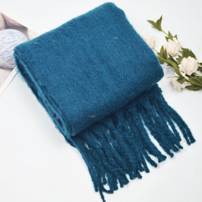 Pure Color Thick Beard Cashmere Scarf