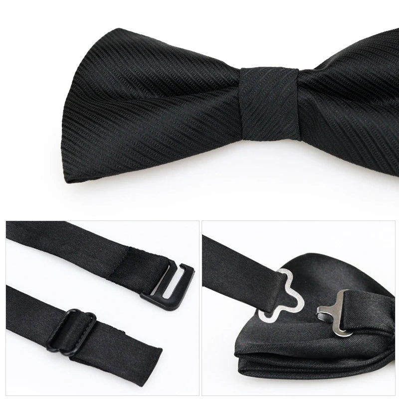 Adjustable Wedding Black Bowtie for Men