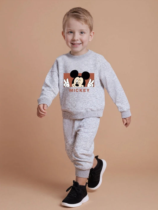 Boys Outdoor O Neck Cartoon Sweatshirt Set