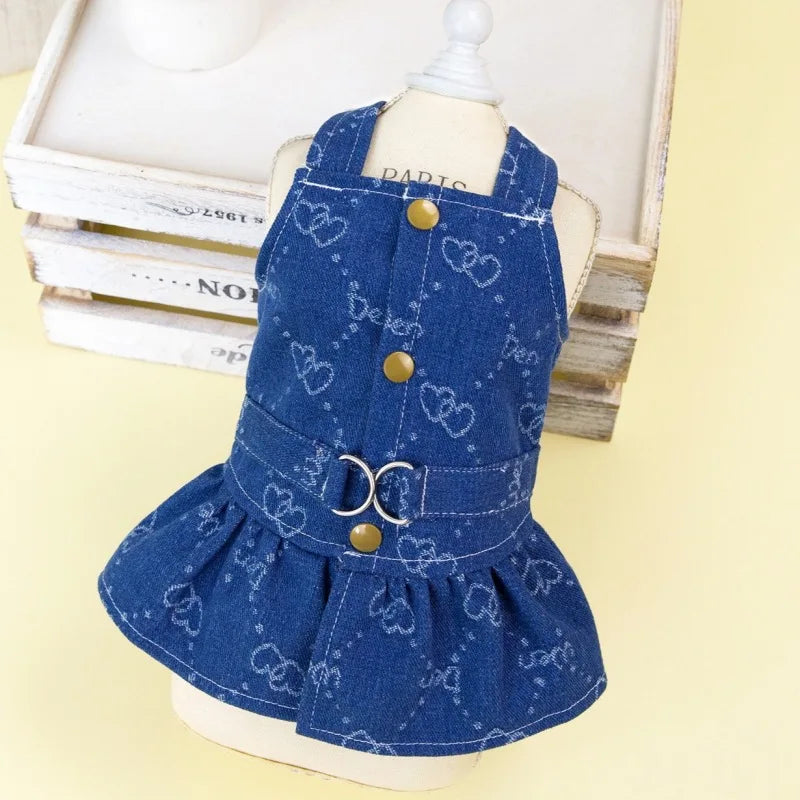 Designer Puppy Summer Jeans Vest - Dog Harness Dress