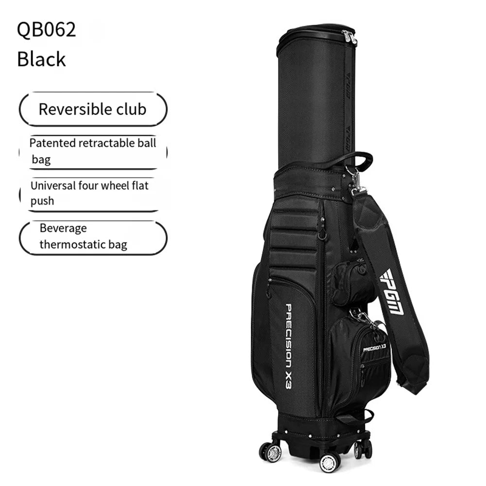 PGM QB062: Universal 4-Wheel Golf Bag with Telescopic Handle