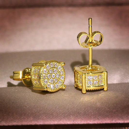 Women's Luxury Round Wedding Crystal Stud Earrings