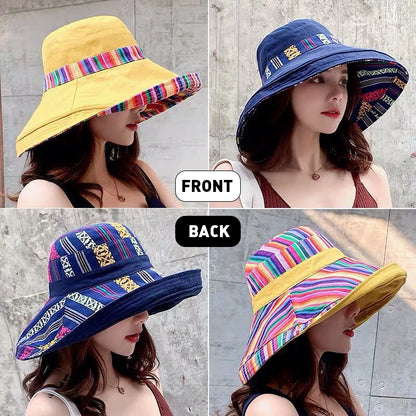 Double-Sided Fisherman Sun Hat for Women's