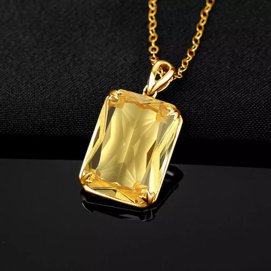 Crystal Gemstone Pendant Gold & Sterling Silver Necklace