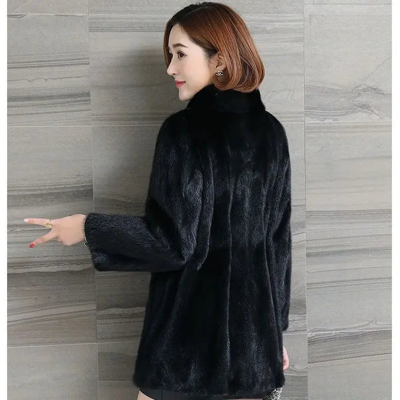 Winter Fur Coat Imitation Mink Fur Stand Collar