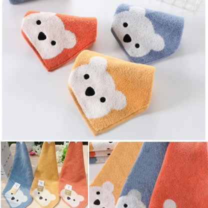 Children Towels Baby Face Cute Cartoon Bear Pattern Hangable Hand Soft Cotton Kids Bathroom Products