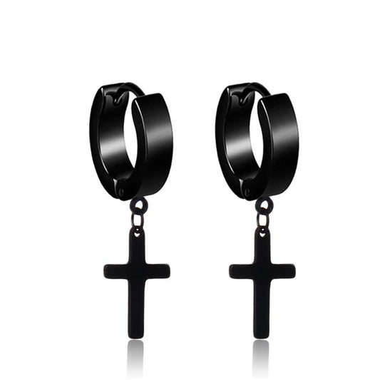 Black Punk Stainless Steel Stud Earrings For Men
