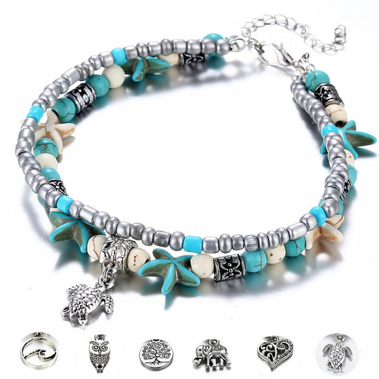 Bohemian Multi-layer Starfish Turtle Anklets