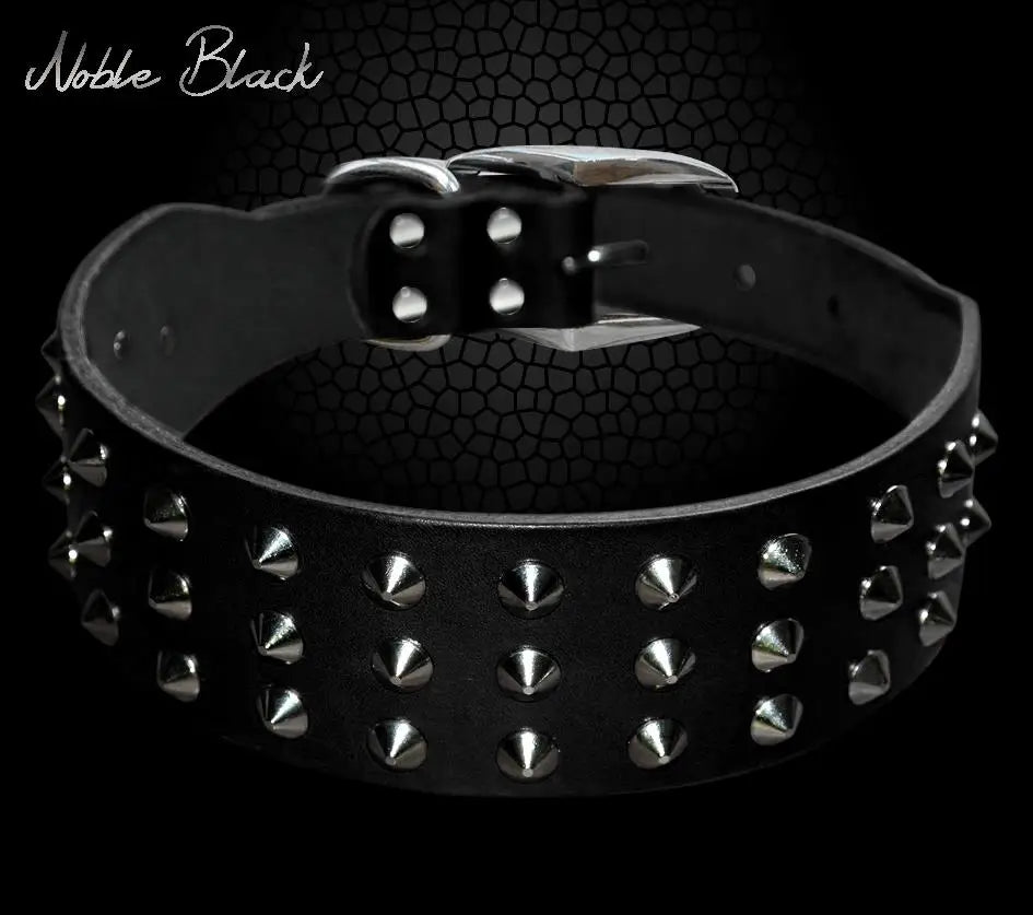 Collier pour chien ajustable en cuir avec rivets anti-morsure