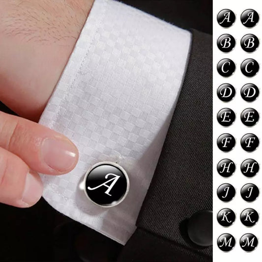 Men's Silver A-Z Single Alphabet Cufflinks
