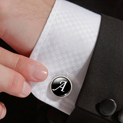 Men's Silver A-Z Single Alphabet Cufflinks