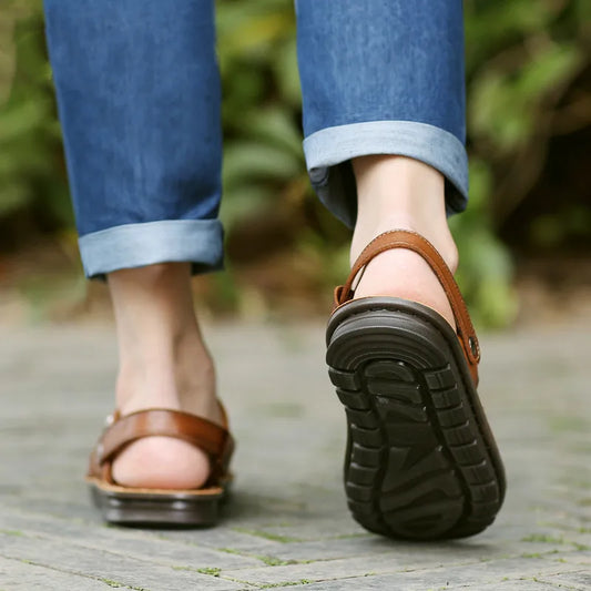 Men Genuine Leather Summer Open Shoes
