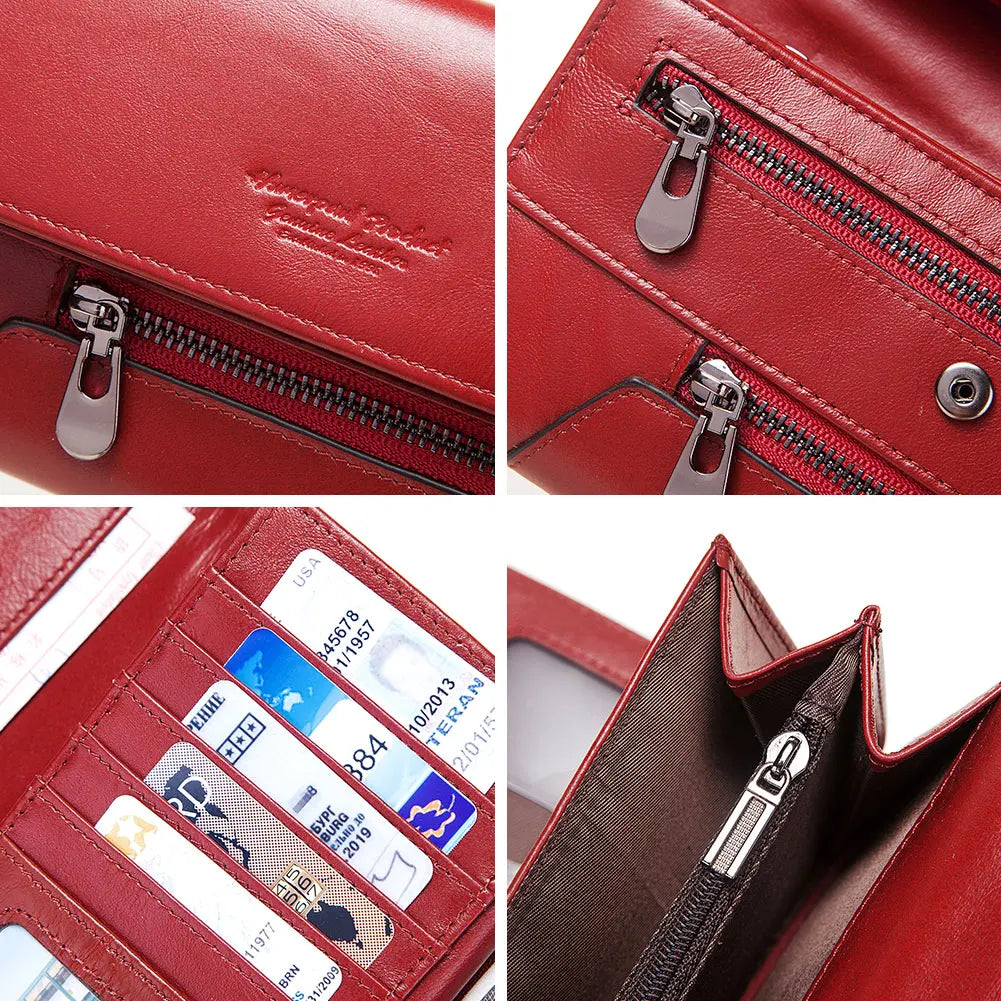 Genuine Leather Tri-fold Wallet for Women