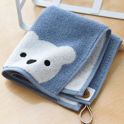 Children Towels Baby Face Cute Cartoon Bear Pattern Hangable Hand Soft Cotton Kids Bathroom Products