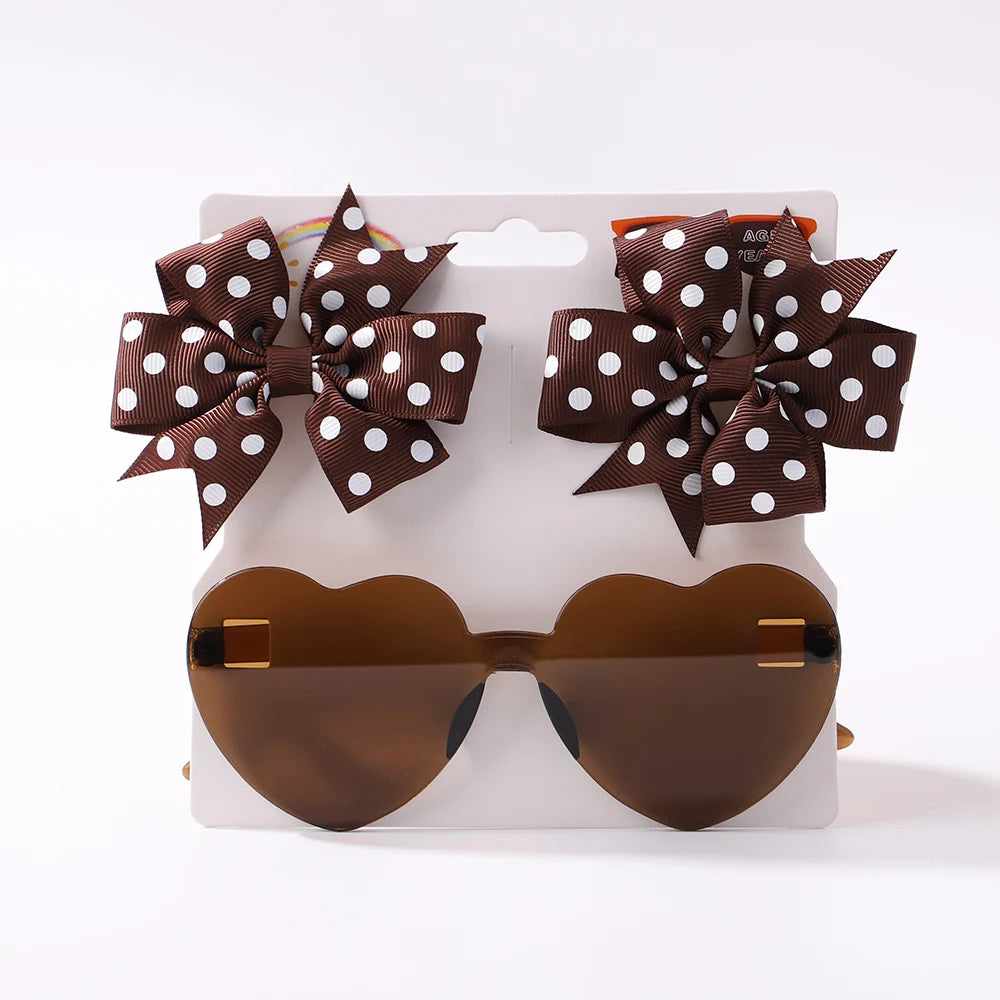 4434Hairpins & Heart Sunglasses Set