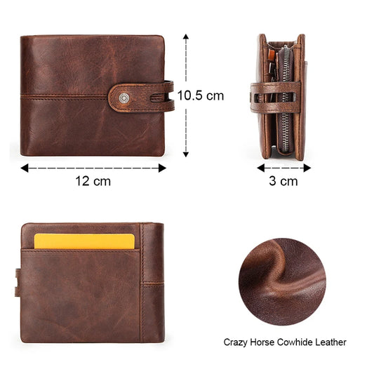 Men's Hasp Leather Wallet - Small Coin Purse