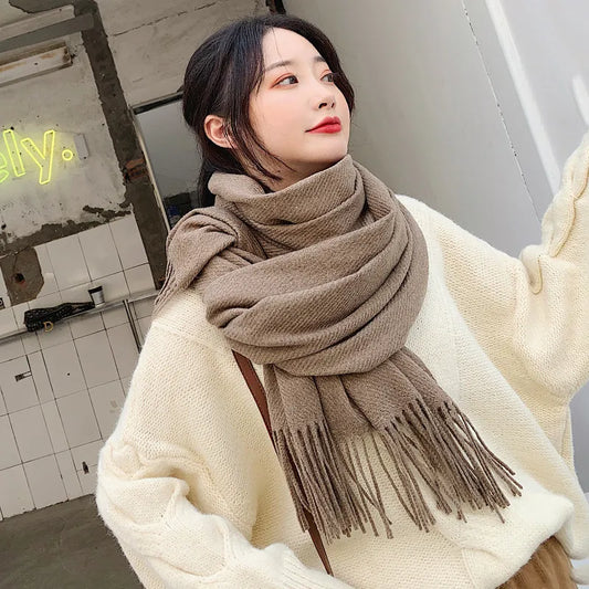 Winter Woman Scarf Solid Color Wraps