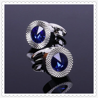 Men's Blue Crystal Cone Cufflinks