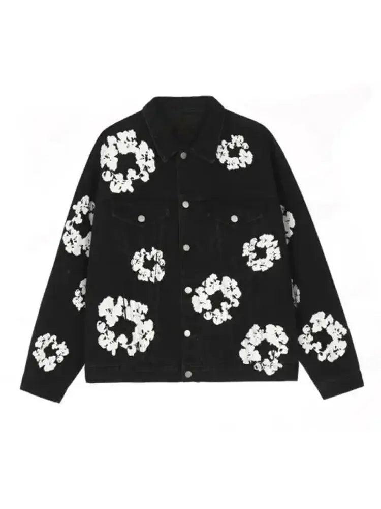 Trendy Graffiti Denim Jacket for Men