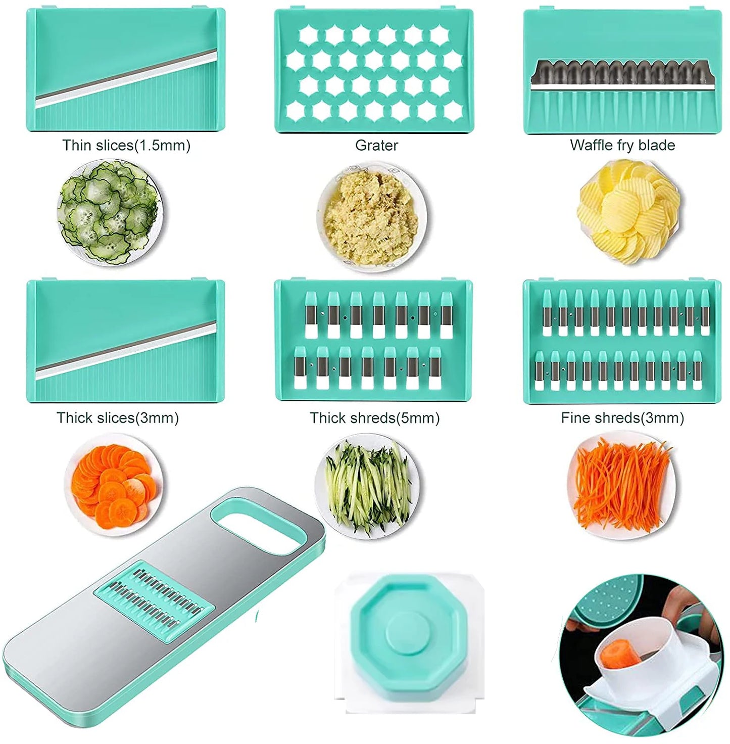 Kitchen Gadget 8-in-1 Garlic Grinder, Potato Shredder, and Vegetable Grater