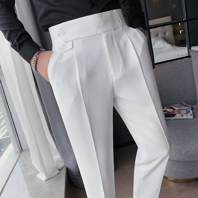 Men's British Style Slim Fit Business Casual Suit Pants