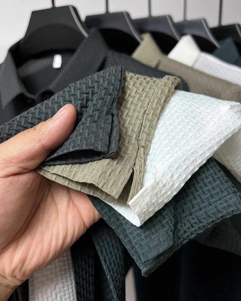 New Men's Lop-up Hollow Short-sleeved Polo Shirt Ice Silk