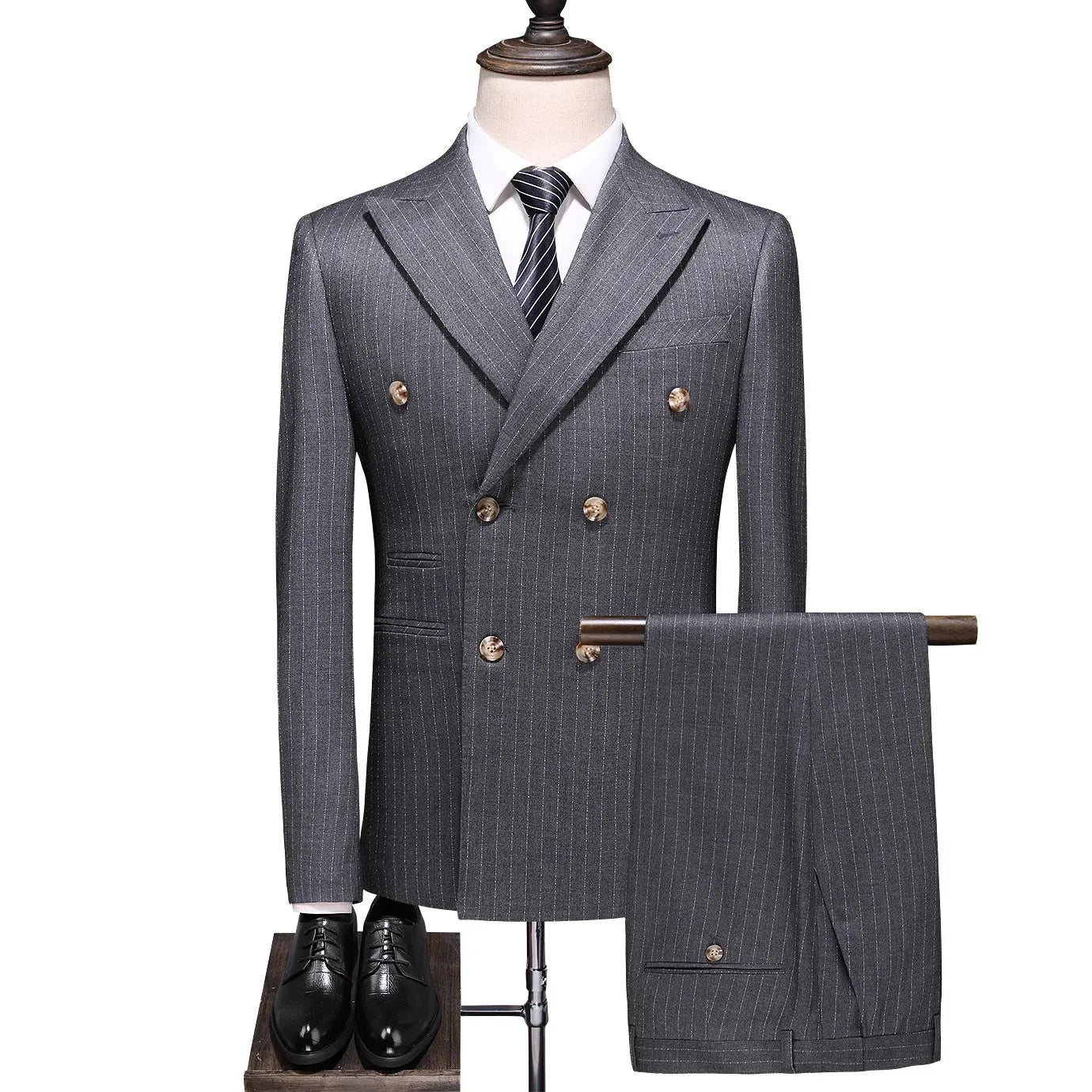 Men's Slim & Fit Business Plaid Suit