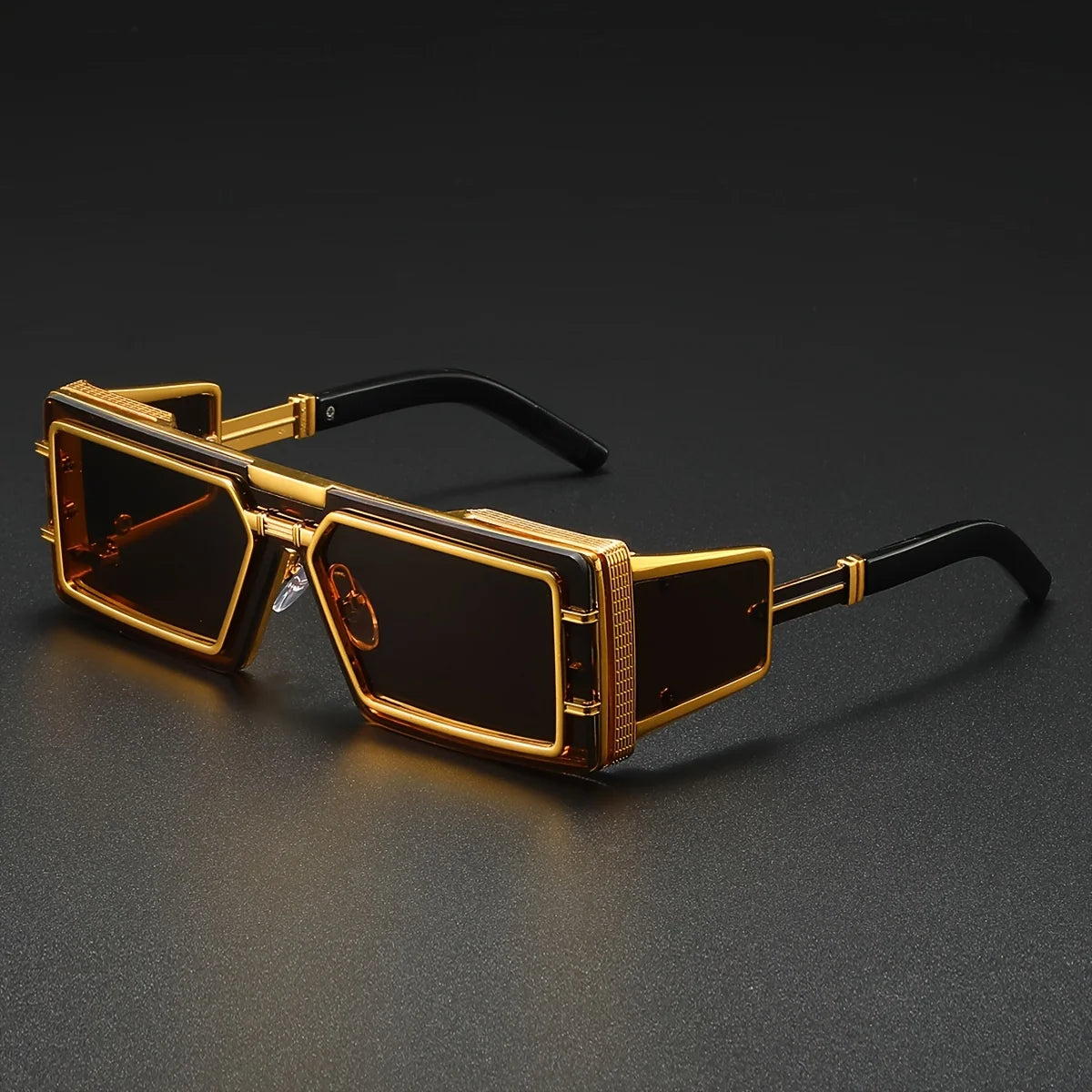 Men's Metal Square Punk Wind Hip Hop Sunglasses