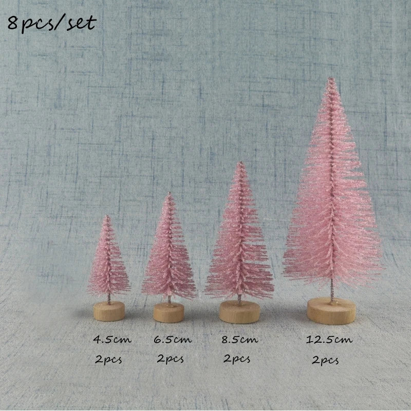 8PCS Mini Glitter Christmas Trees for Decor