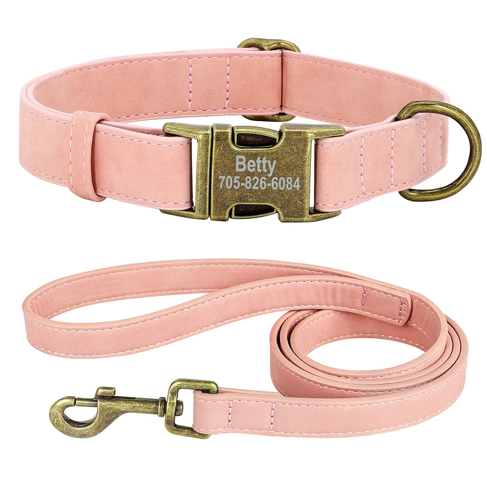 Personalized PU Leather Dog Buckle Collar