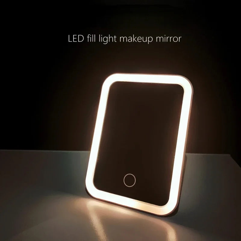USB Rechargeable TouchScreen Lighted Travel Makeup Mirror
