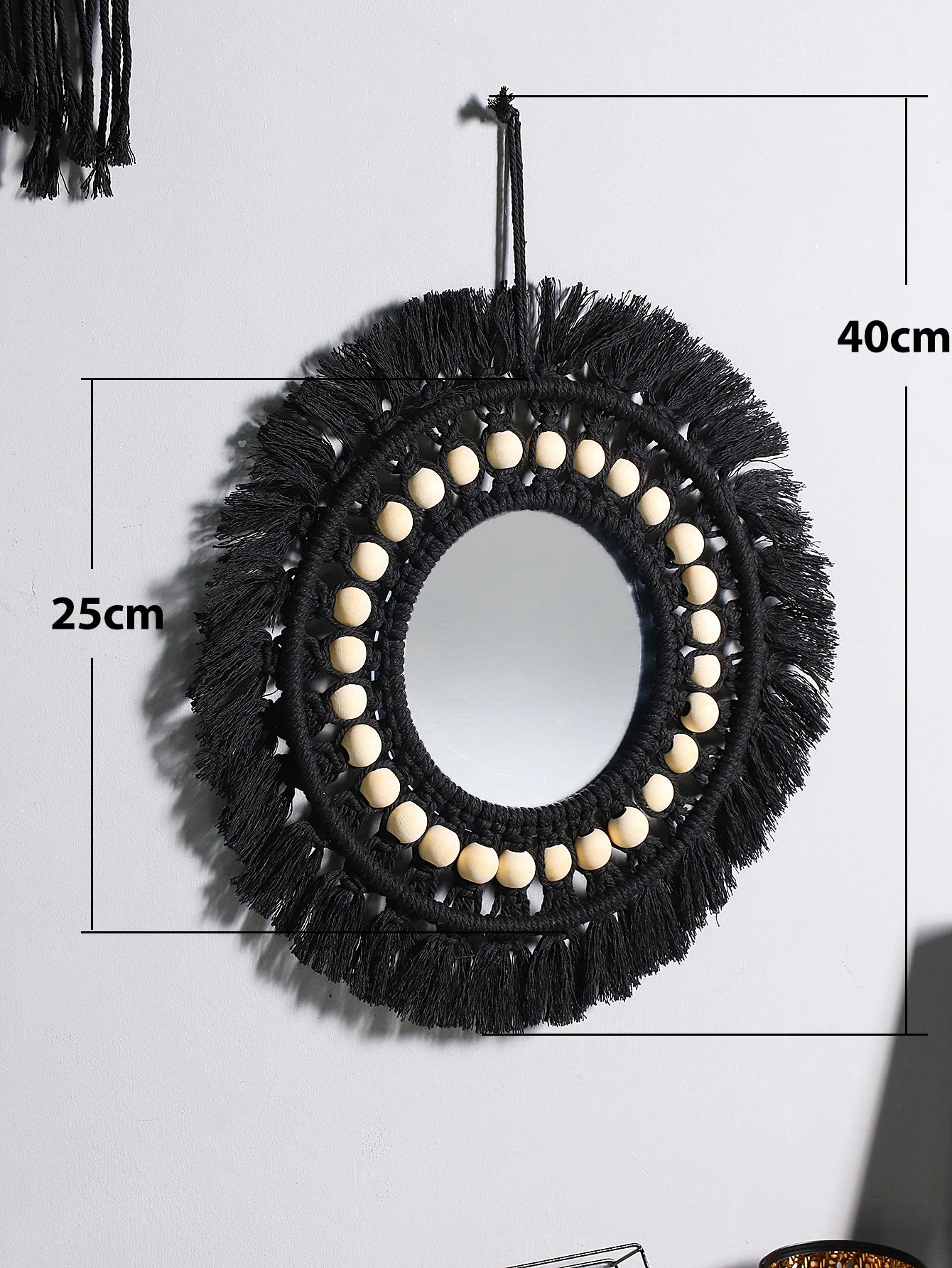 Round Macrame Craft Home Decor Boho Mirror