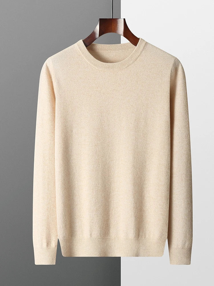 Men's Round Neck Pure Merino Wool Sweater