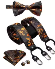 Bretelles en soie avec clips métalliques et nœud papillon