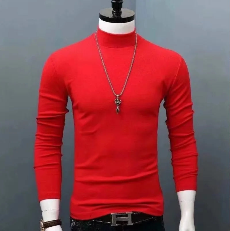 Men's Thin Cotton Turtleneck Underwer Warm Sweater