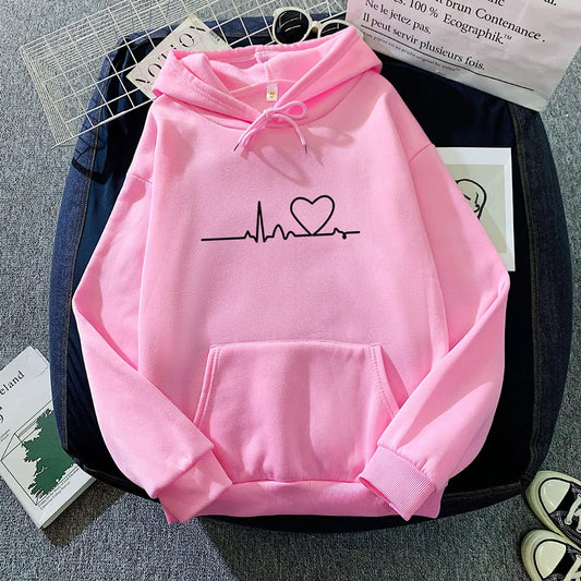 Women's Spring Long Sleeve Printed Hooded Sweatshirt