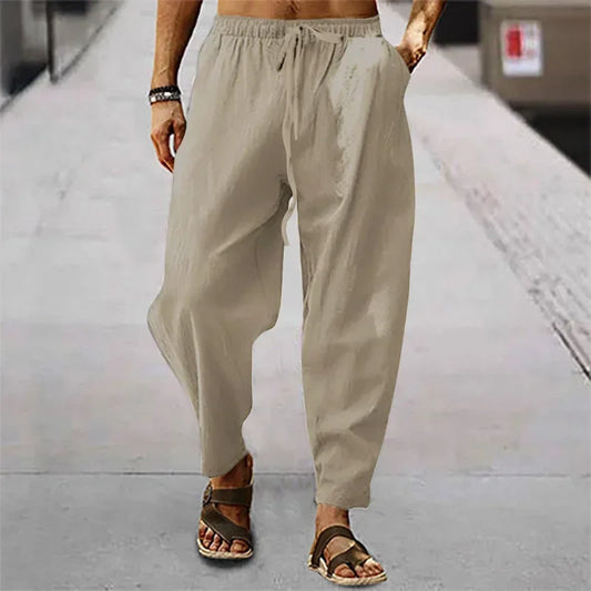 Men's Lightweight Summer Loose White Korean Pants