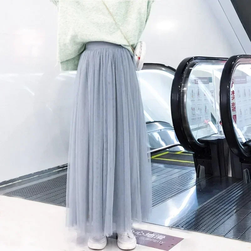 Women's High Waisted Long Skirt