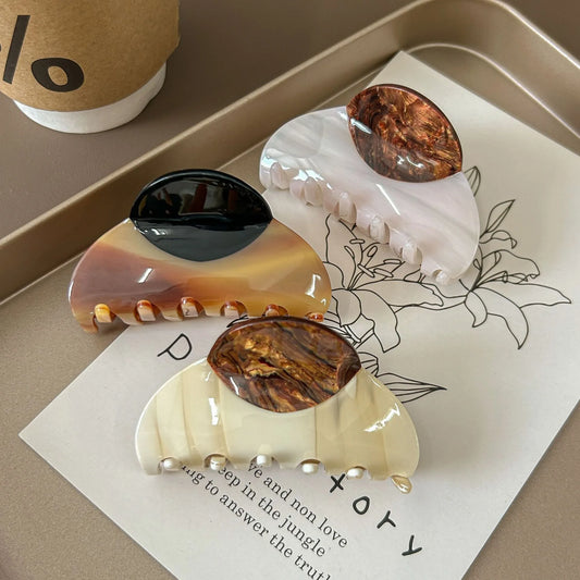 Large Color-Block Acetate Hair Claw Clip