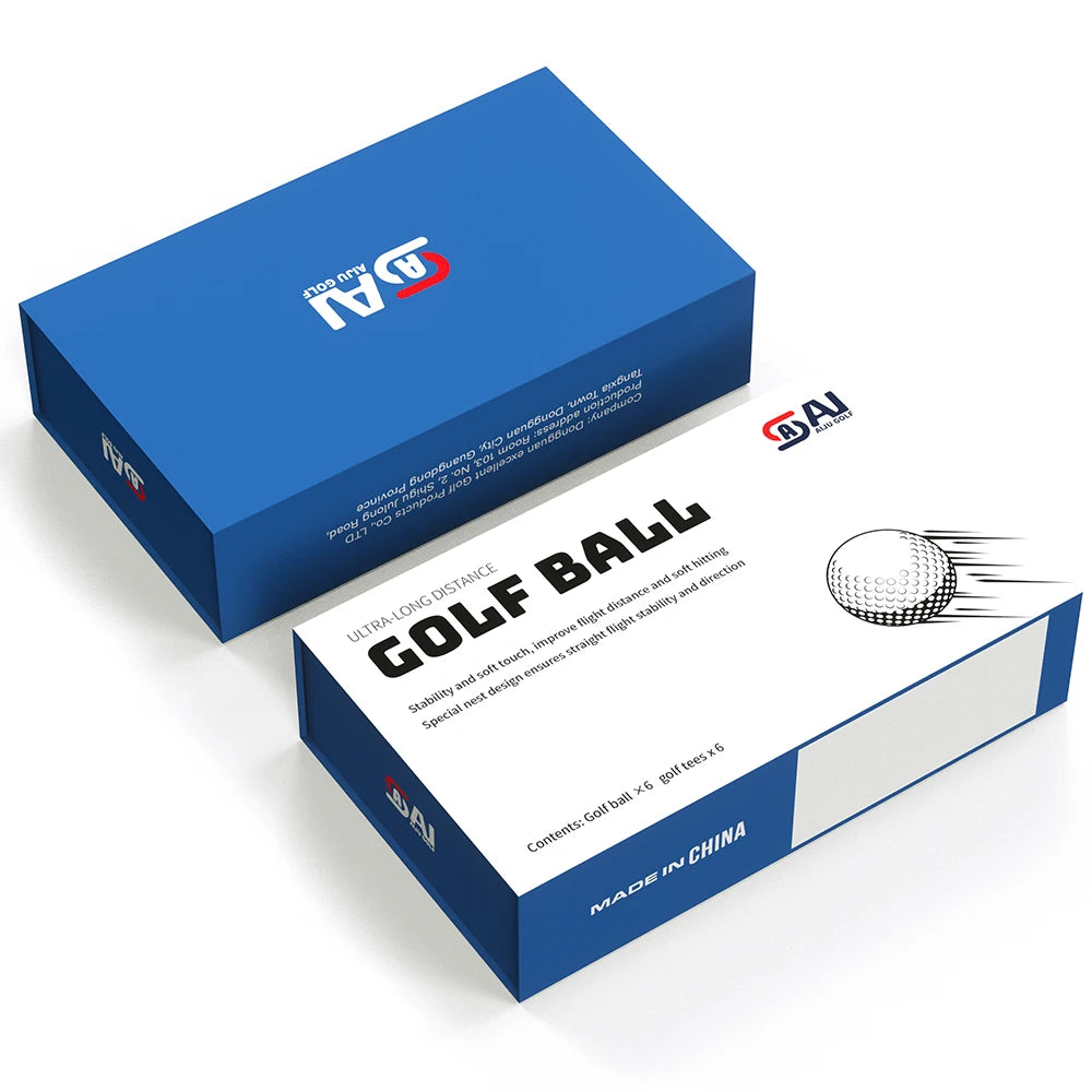 Gold-Plated Golf Ball Set - Includes 6 Balls & 6 Golf Tees