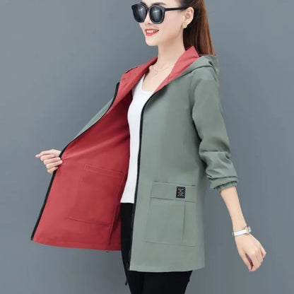 Double-Sided Windbreaker Hooded Jacket for Women