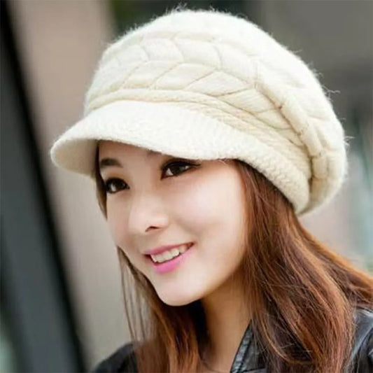Chapeau d'hiver à large bord pour femme, garde au chaud