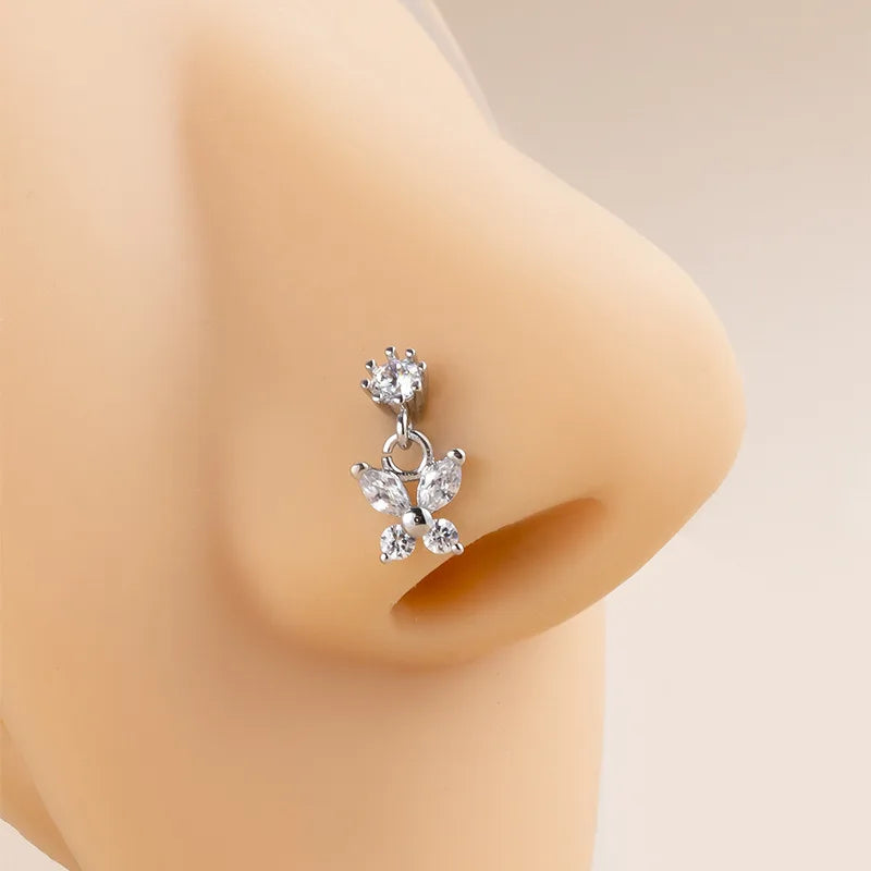 1 x Nasenring aus chirurgischem Edelstahl mit Schraubverschluss für Damen