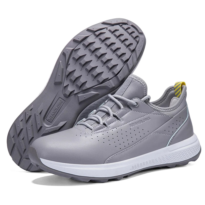 Men’s Waterproof Leather Golf Shoes – Spiked Anti-Slip Golf Sneaker