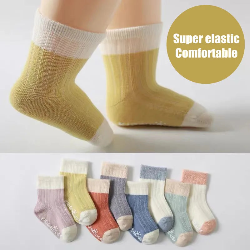 4Pairs Baby Socks Cotton Four Seasons Anti-Slip for Newborn Baby